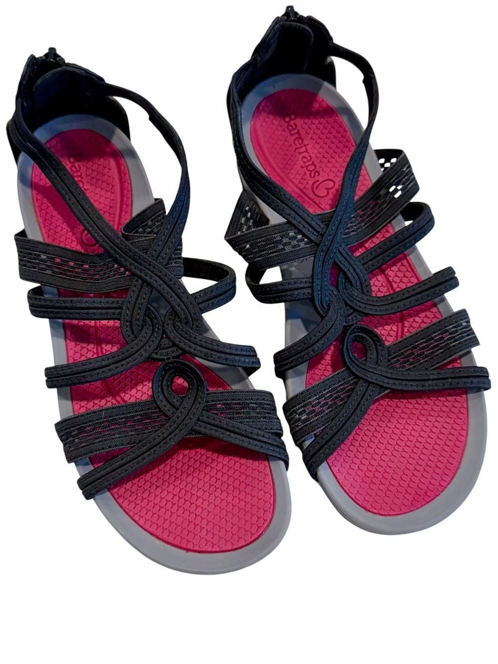 BareTraps Solaura Black Strappy Hiking Sandals with Pink Footbed - Size: 6.5 - Picture 8 of 8